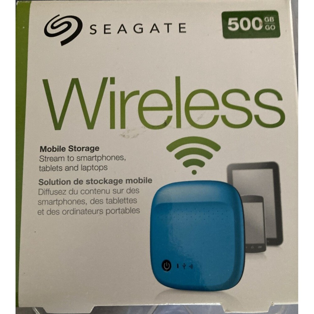 Seagate 500GB Mobile Wireless Storage 1AYBA5 WiFi - iPad iPhone Open Box